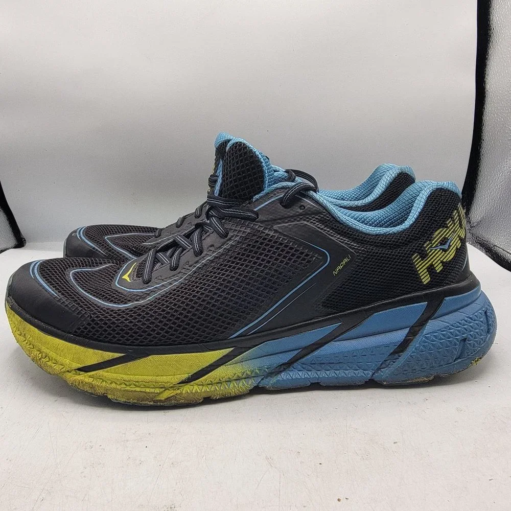 Hoka One One Mens Size 12 Napali Black Blue Yellow Running Sneakers Shoes_5